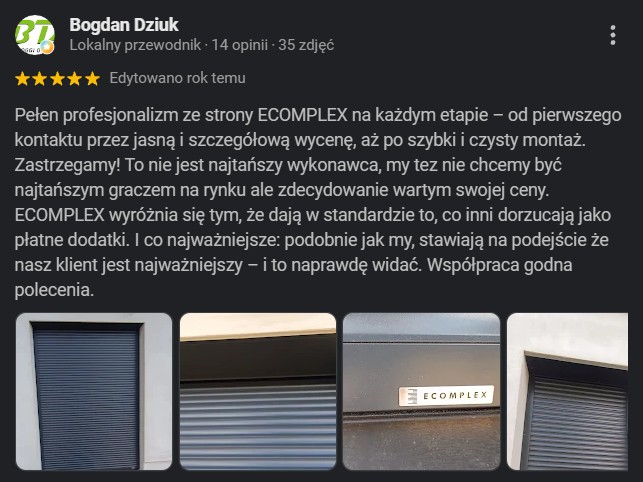 Realizacja rolet pokazana w opinii Bogdana Dziuka